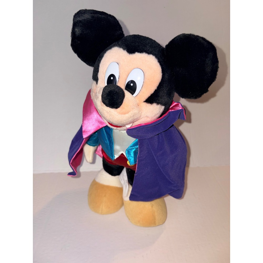 Disney Store Mickey Mouse Vampire Halloween Plush Purple Cape 12 Inch